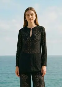 Blusa Renda Mangas Longas