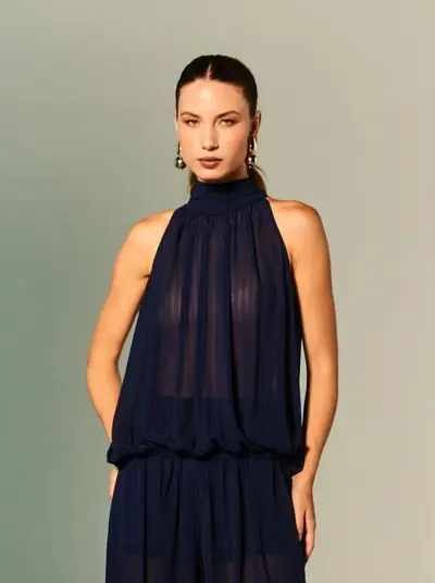 Blusa Chiffon Amarração Gola