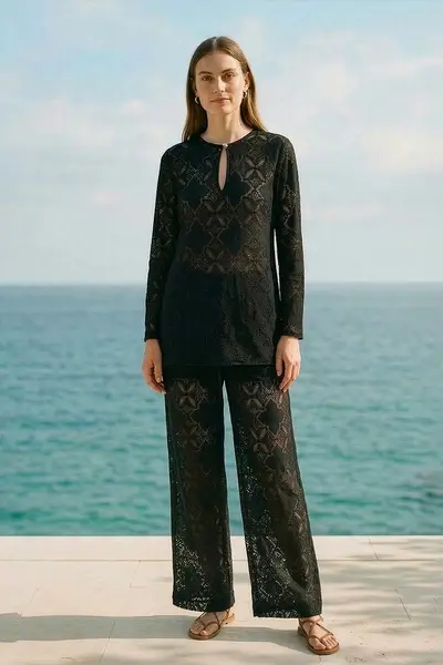 Calça Renda Amarração Cintura