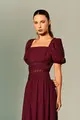 Vestido Decote Quadrado Mangas