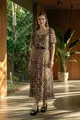 Vestido Animal Print Decote Quadrado
