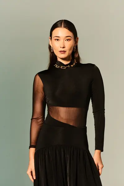 Body Gola Alta Mangas Longas Jersey E Tule