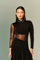 Body Gola Alta Mangas Longas Jersey E Tule
