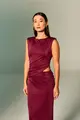 Vestido Drapeados e Recorte Jersey