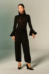 Calça Chiffon Com Renda