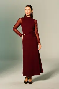 Vestido Gola Alta Com Cinto
