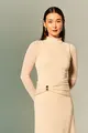 Vestido Gola Alta Com Cinto