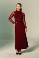 Vestido Gola Alta Com Cinto