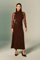 Vestido Gola Alta Com Cinto