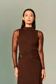 Vestido Gola Alta Com Cinto