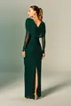 Vestido Mangas Drapeados e Sobreposição Tule