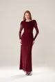 Vestido Mangas Drapeados E Sobreposição Tule