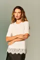 Blusa Mangas Renda na Barra
