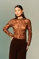 Blusa Mangas Longas Tule Animal Print
