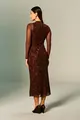 Vestido Gola Alta Drapeado Tule