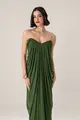Vestido Festa Drapeados Alças Finas Tule