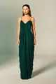 Vestido Festa Drapeados Alças Finas Tule