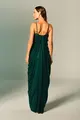 Vestido Festa Drapeados Alças Finas Tule
