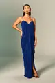 Vestido Festa Drapeados Alças Finas Tule