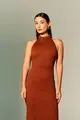 Vestido Frente Única Trançado Gola