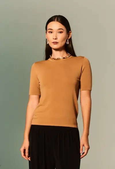 Blusa Básica Tricot Decote Redondo