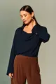 Blusa Decote Degagê Manga Longa