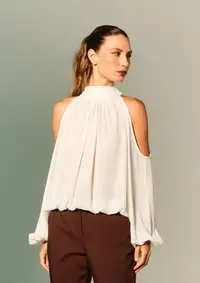 Blusa Gola Alta Recorte Manga