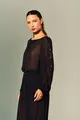 Blusa Manga Longa Chiffon Transparência