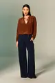 Blusa Manga Longa Amarração Decote