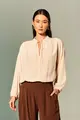 Blusa Manga Longa Amarração Decote