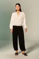 Blusa Manga Longa Amarração Decote