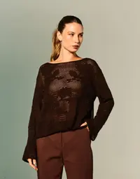 Blusa Manga Longa Tricot Vazado
