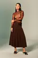 Blusa Manga Longa E Gola Alta Tule Estampa