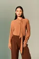 Blusa Manga Longa E Amarração Gola Chiffon
