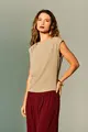 Blusa Decote Alto Pregas Ombro