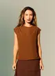 Blusa Decote Alto Pregas Ombro