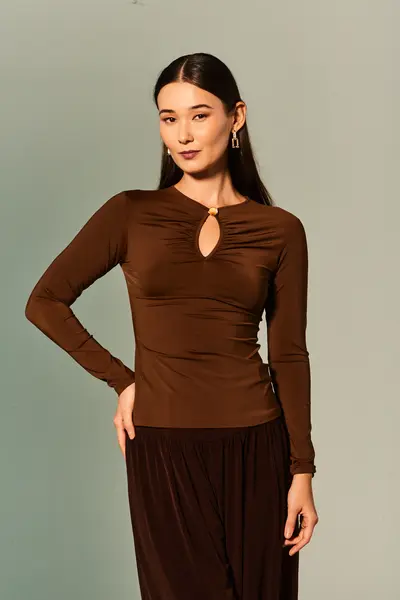 Blusa Gota Decote Manga Longa Jersey