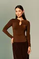 Blusa Gota Decote Manga Longa Jersey