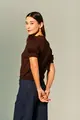 Blusa Tricot Manga Curta Flores