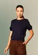 Blusa Tricot Manga Curta Flores