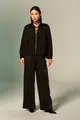 Conjunto Casaco Franzido E Calça Flare