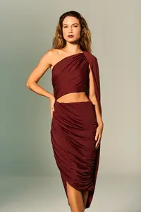 Vestido Ombro Só Drapeados Jersey
