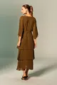 Vestido Decote Transpassado Babados Chiffon
