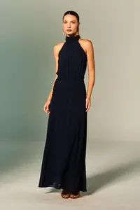 Vestido Gola Alta Drapeados