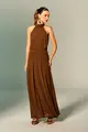 Vestido Gola Alta Drapeados