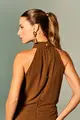 Vestido Gola Alta Drapeados
