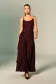 Vestido Alças Finas Drapeado Amarração Cintura