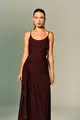 Vestido Alças Finas Drapeado Amarração Cintura