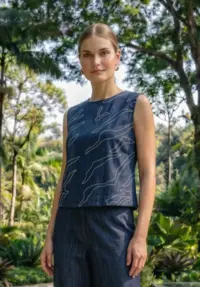Blusa Jeans Com Bordado