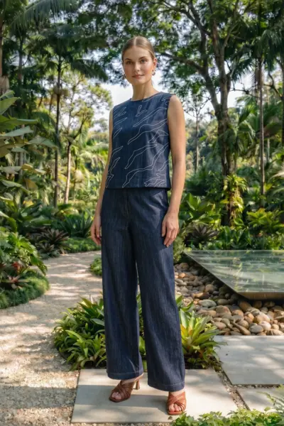Calça Jeans Com Abotoamento